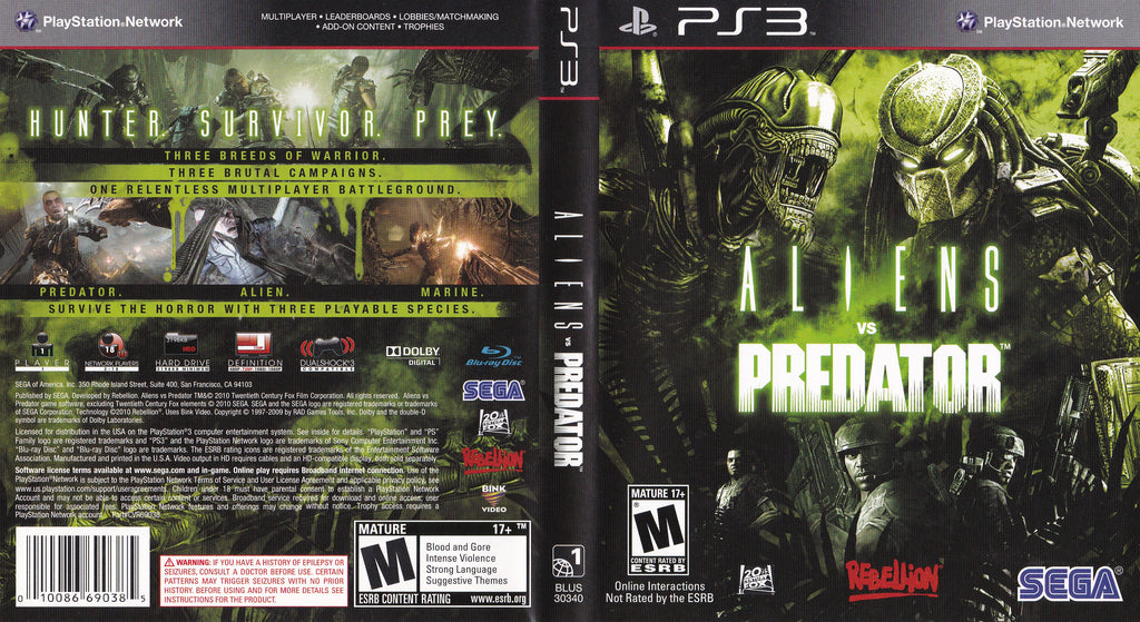 Aliens VS Predator PS3