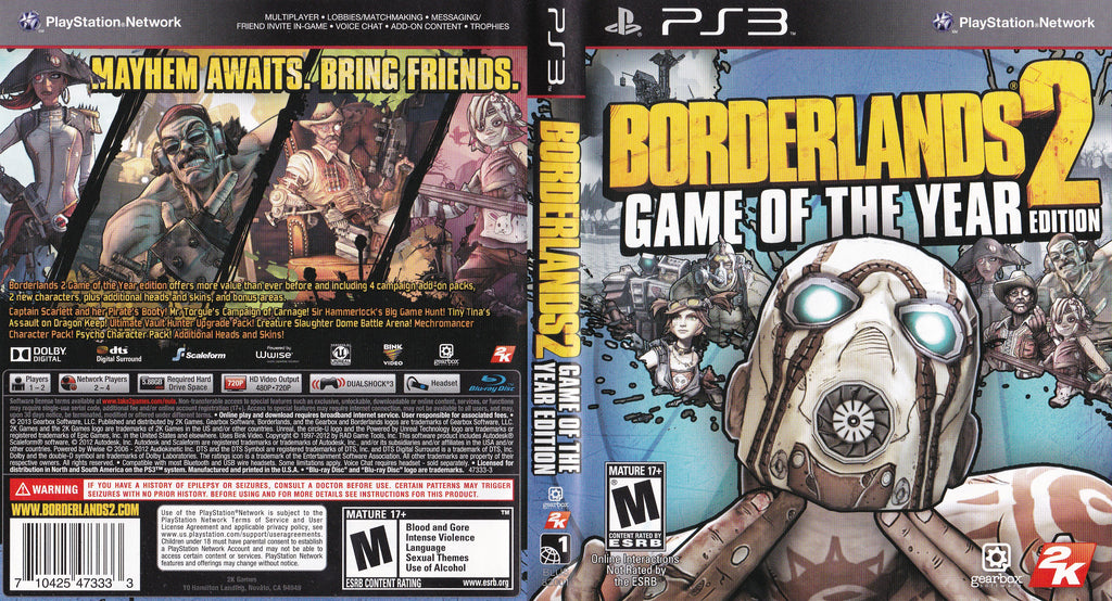 Borderlands 2 Game Of The Year Edition PS3