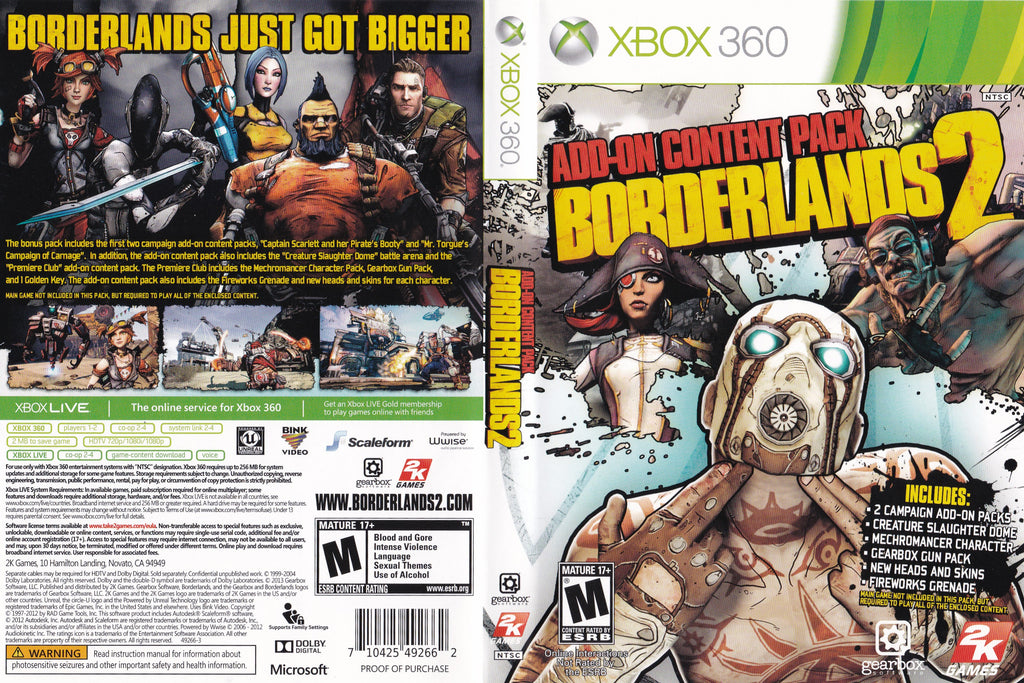 Borderlands 2 Add-On Content Pack Xbox 360