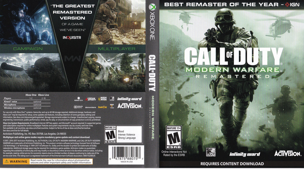Call of Duty Modern Warfare Remastered Xbox One