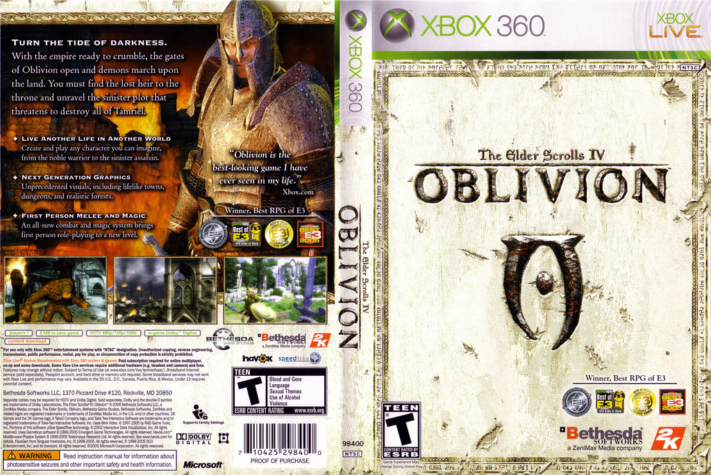 The Elder Scrolls IV Oblivion Xbox 360