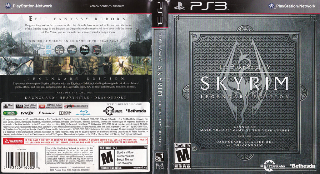 The Elder Scrolls V Skyrim Legendary Edition PS3