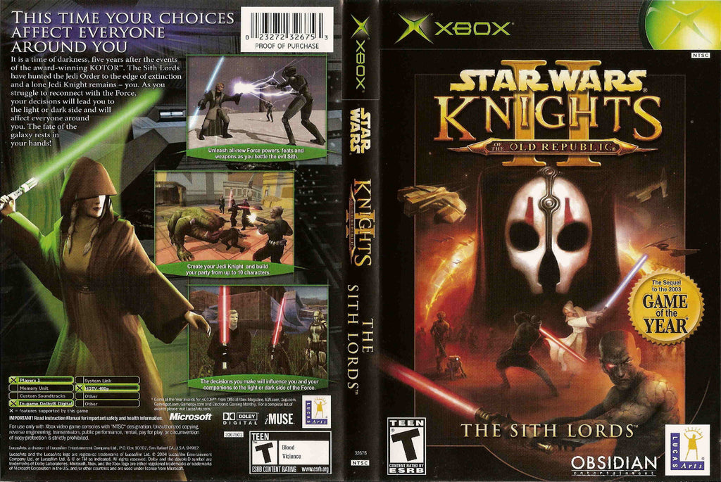 Star Wars Knights of the Old Republic II The Sith Lords Xbox
