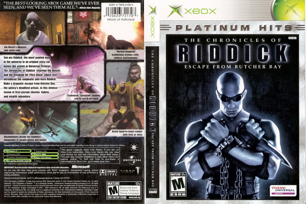 The Chronicles of Riddick Escape from Butcher Bay C PH Xbox
