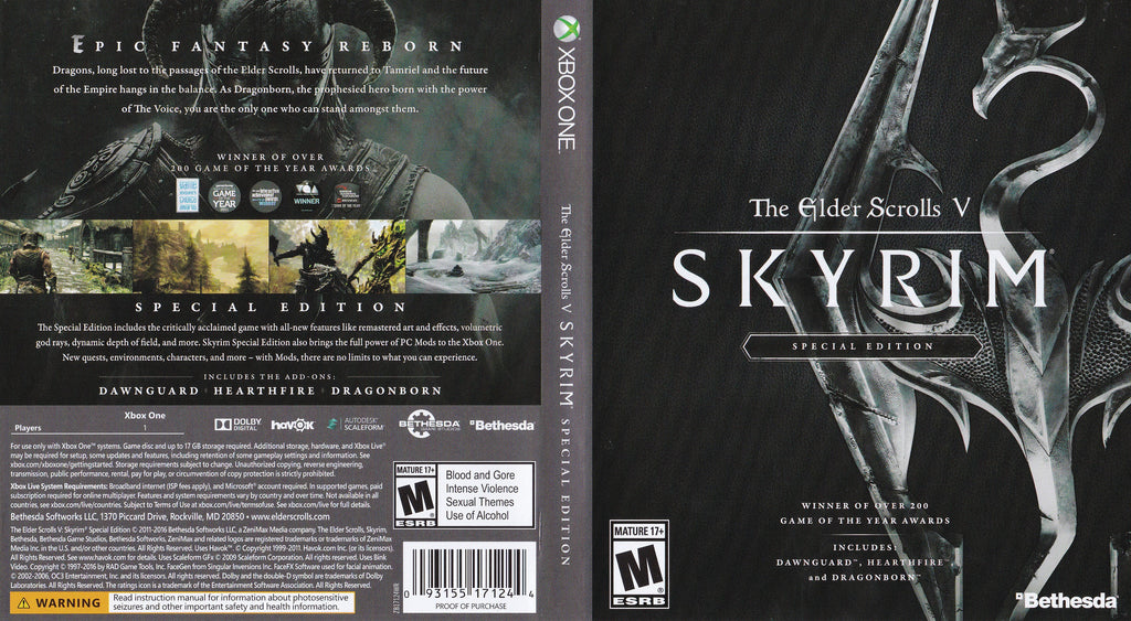 The Elder Scrolls V Skyrim Special Edition Xbox One