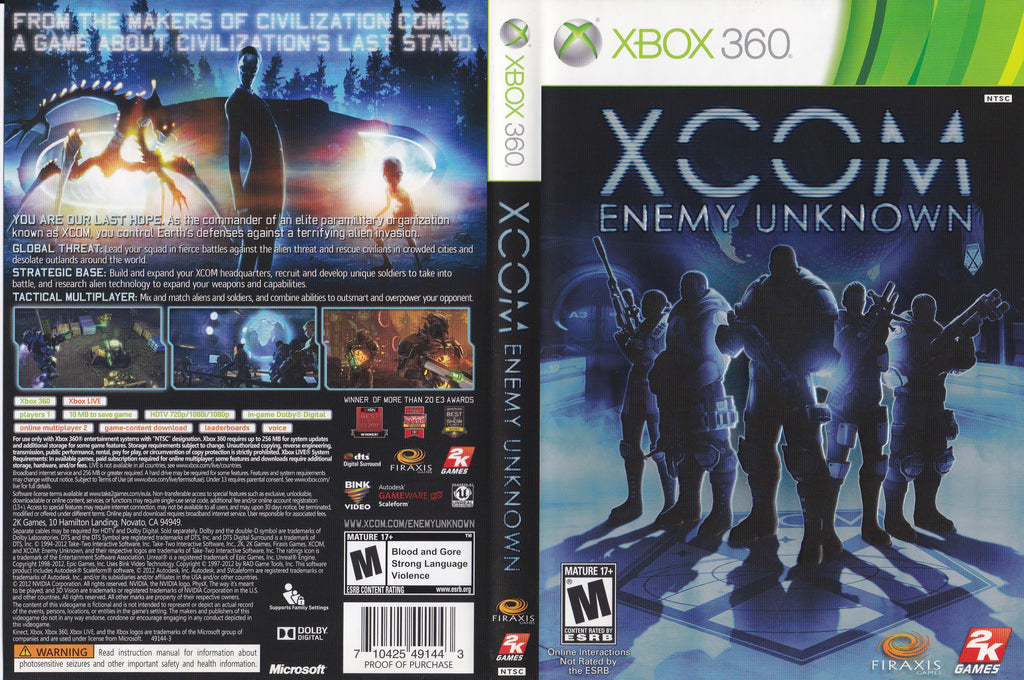 XCOM Enemy Unknown Xbox 360
