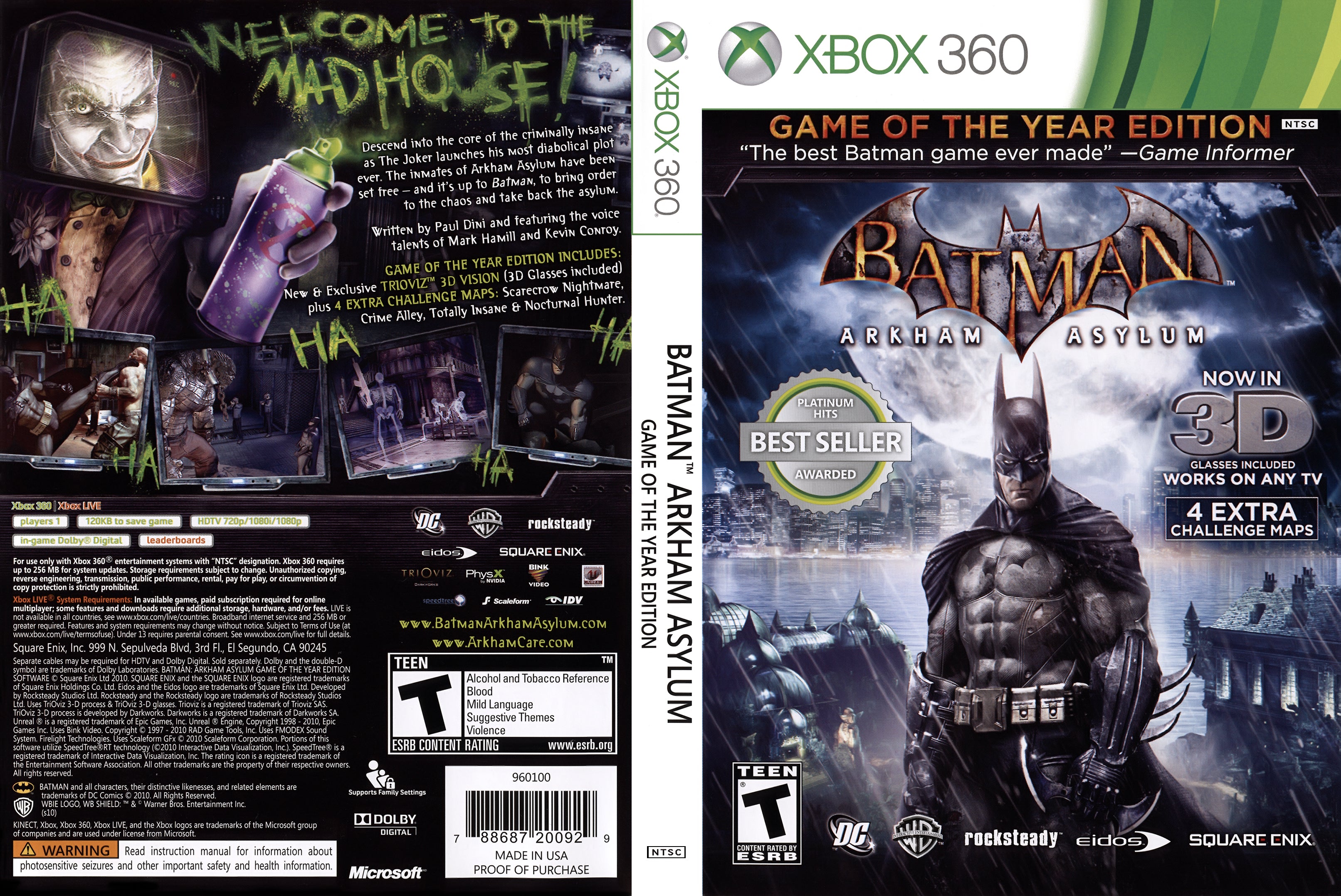 estar impresionado absorción Realizable Batman Arkham Asylum Xbox 360 | Clarkade
