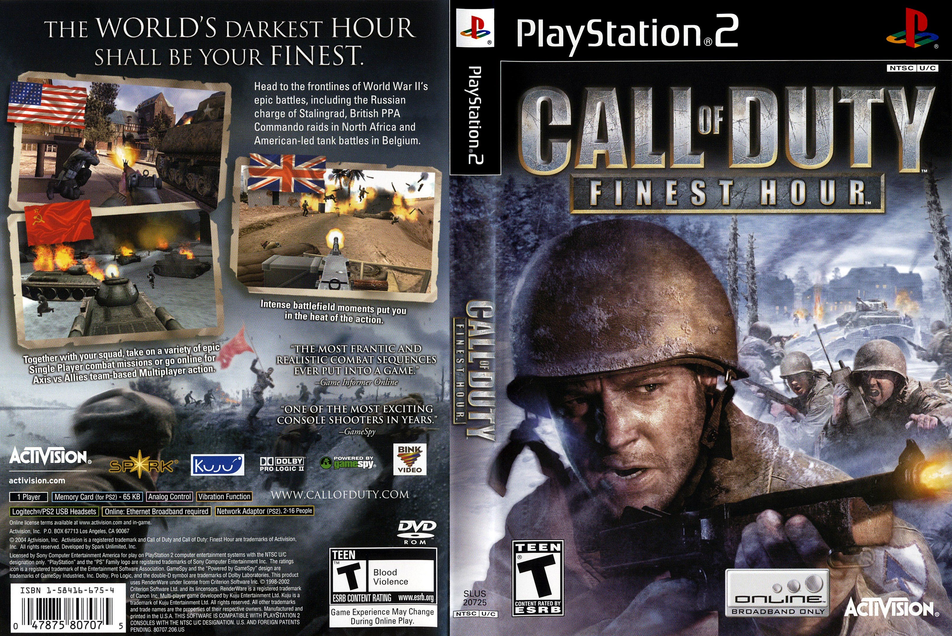 Call Of Duty Finest Hour N BL PS2