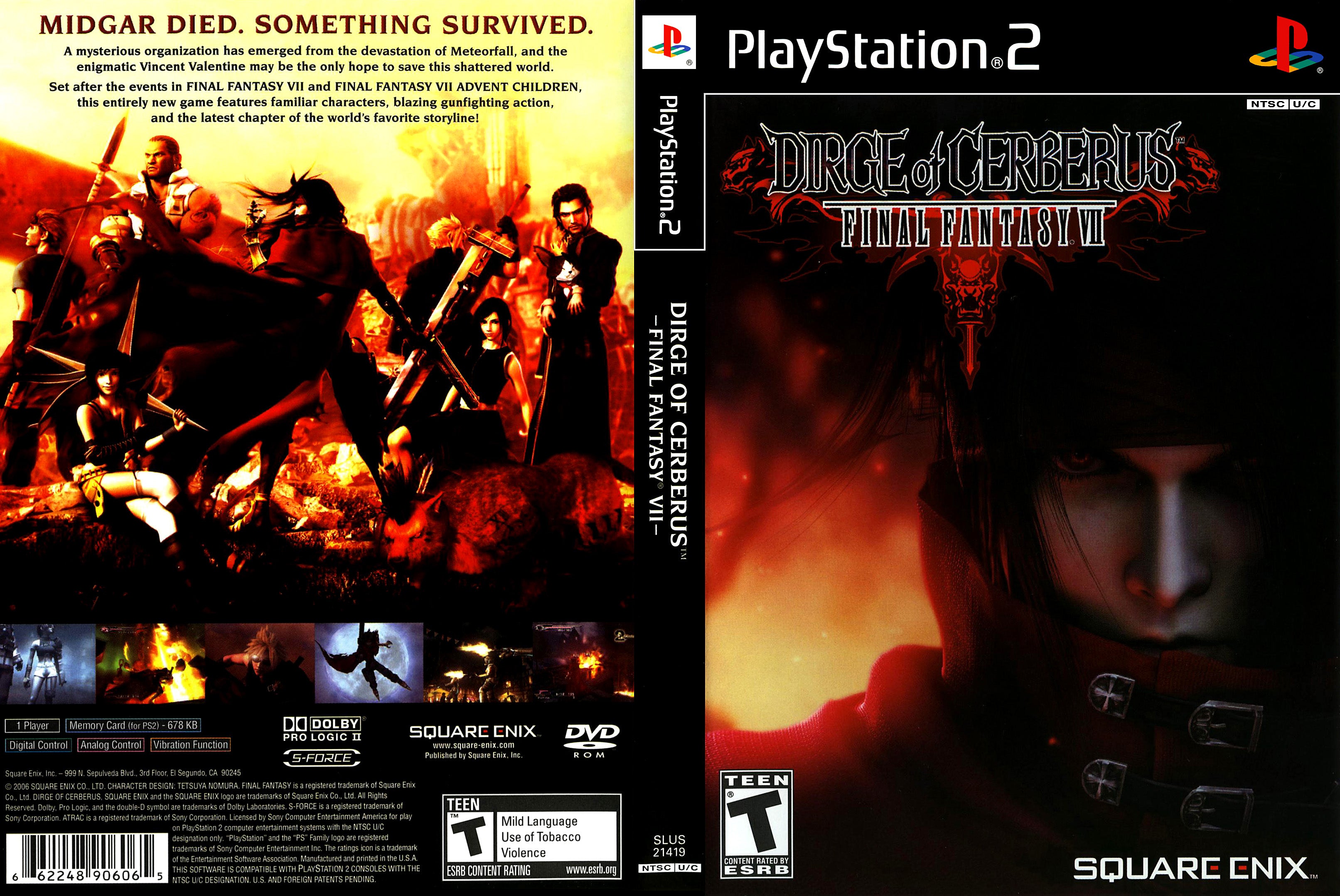 Dirge Of Cerberus Final Fantasy VII PS2
