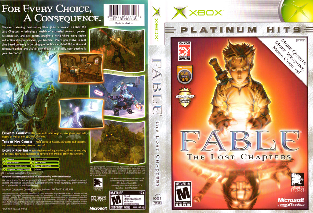 Fable The Lost Chapters N PH Xbox