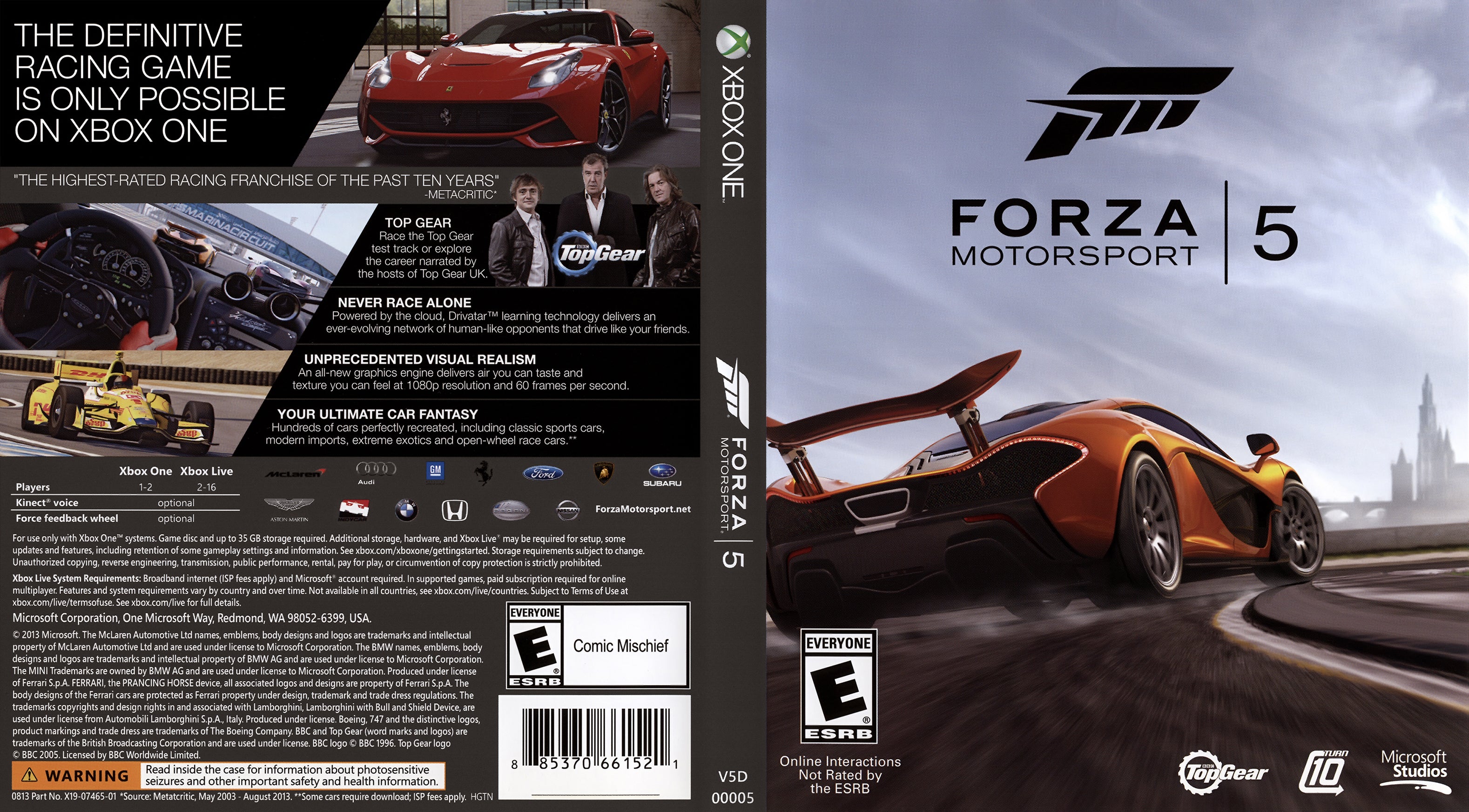 Forza Motorsport 5 -- Limited Edition Complete w/ Stickers (Microsoft Xbox  One) 885370661552