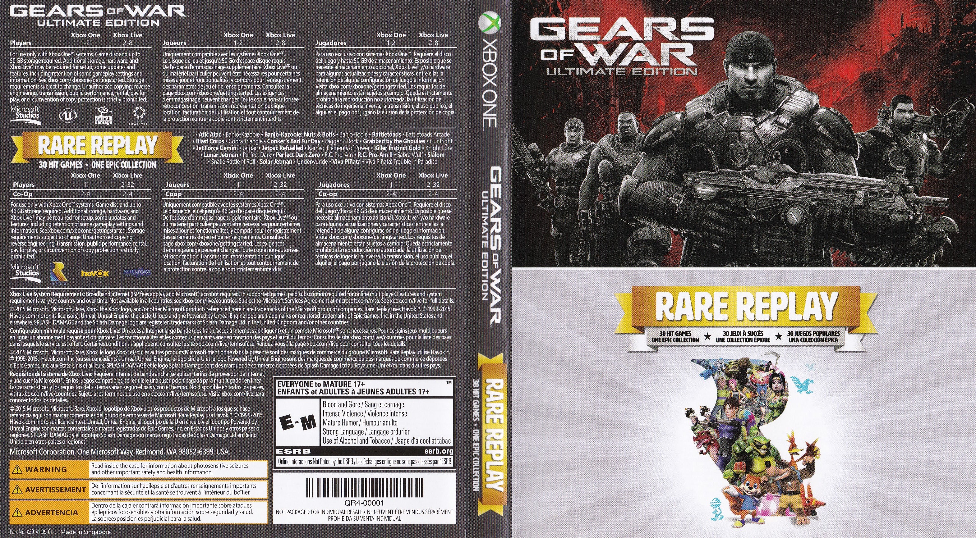 gears of war ultimate edition xbox one Gears Of War Ultimate Edition Rare Replay Xbox One