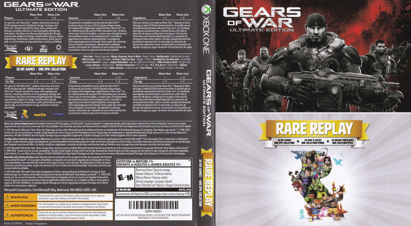Gears of War Ultimate Edition & Rare Replay 2 Discs Set Xbox One