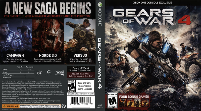 GEARS OF WAR 4 XBOX ONE USADO - Fantasy Games