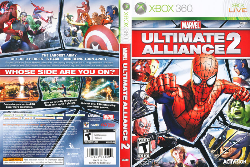 Marvel Ultimate Alliance 2 (Microsoft Xbox 360, 2009) for sale