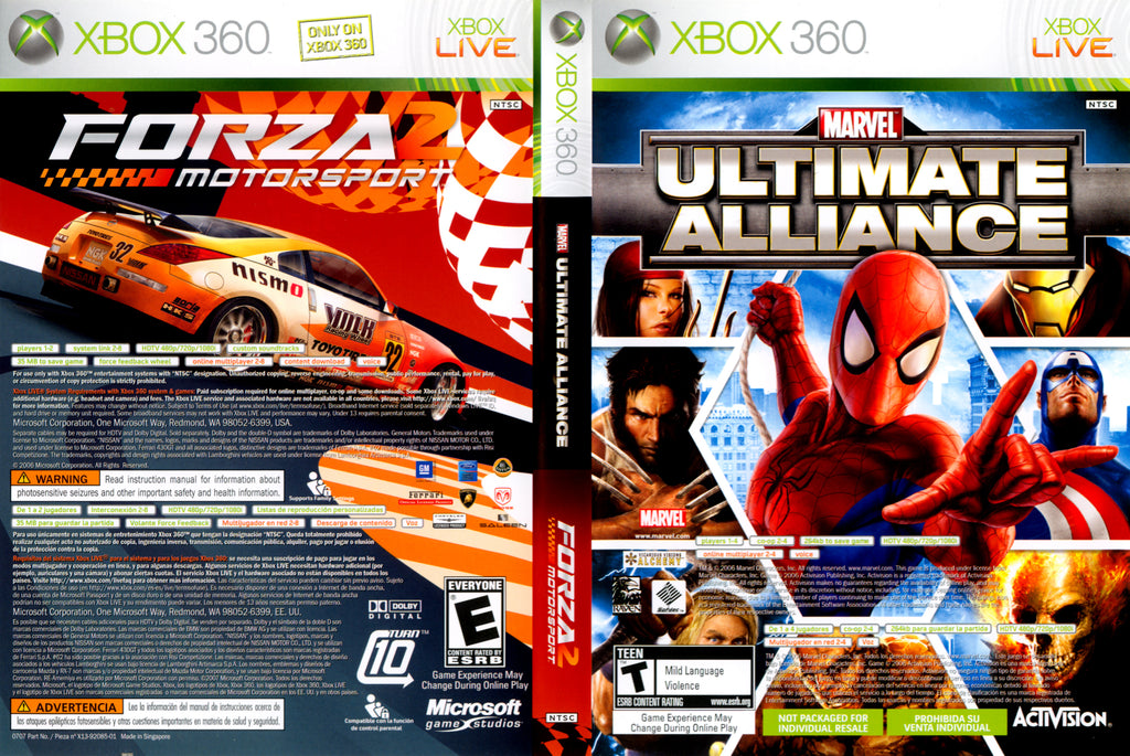 Marvel Ultimate Alliance/ Forza 2 Motorsport Xbox 360