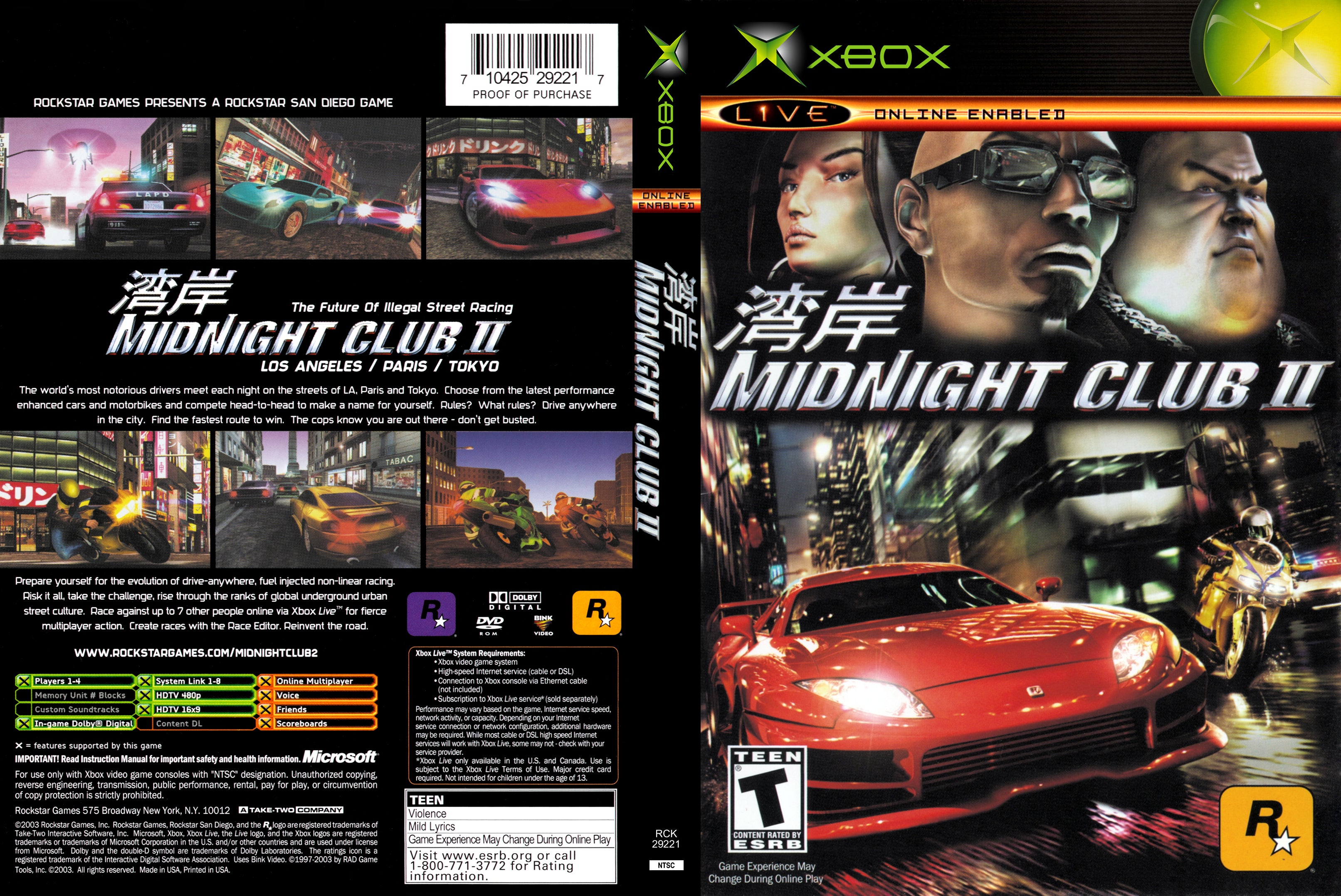 Midnight Racing X Box Midnight Club II Xbox | Clarkade
