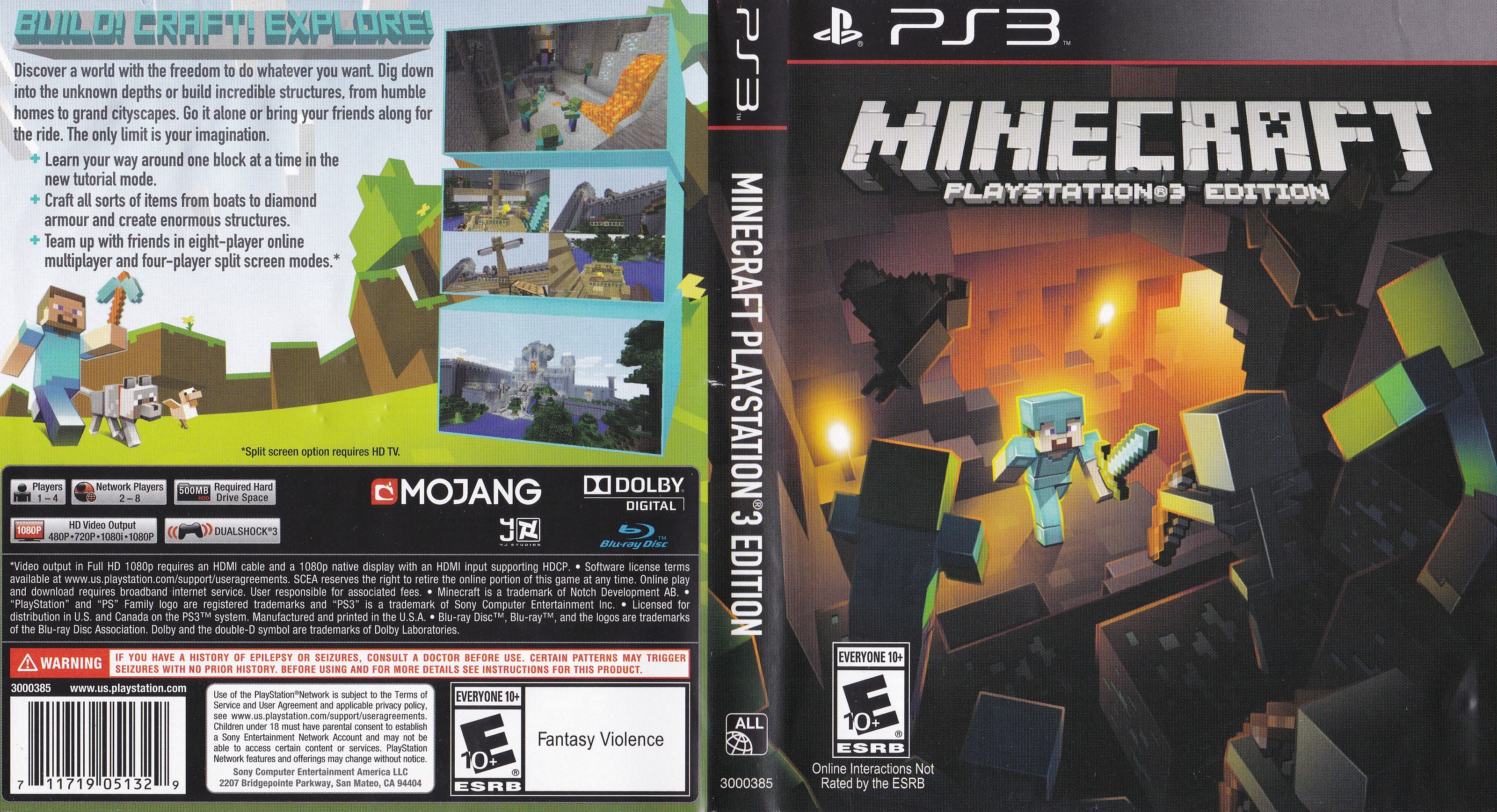 Minecraft PlayStation 3 Edition PS3 Game (in Good Condition)