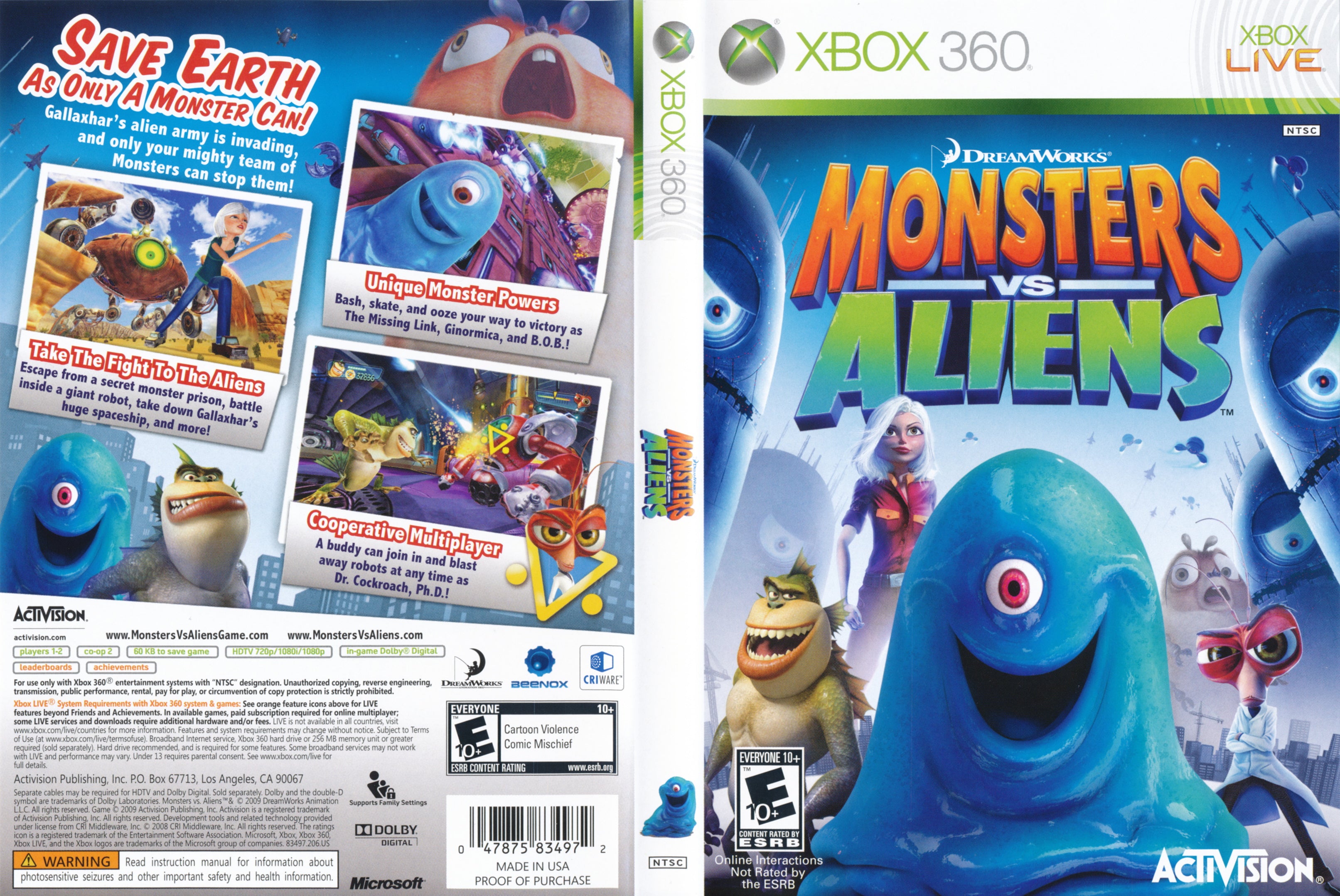 monsters vs aliens the game Monsters Vs Aliens Xbox 360