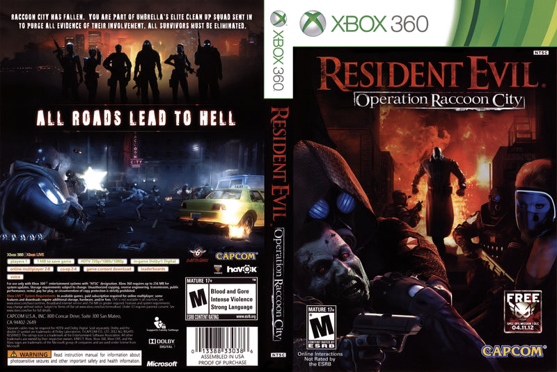 Resident Evil Operation Raccoon City - XBOX 360 - Complet Resident Evil Operation Raccoon City - XBOX 360 - Complet
