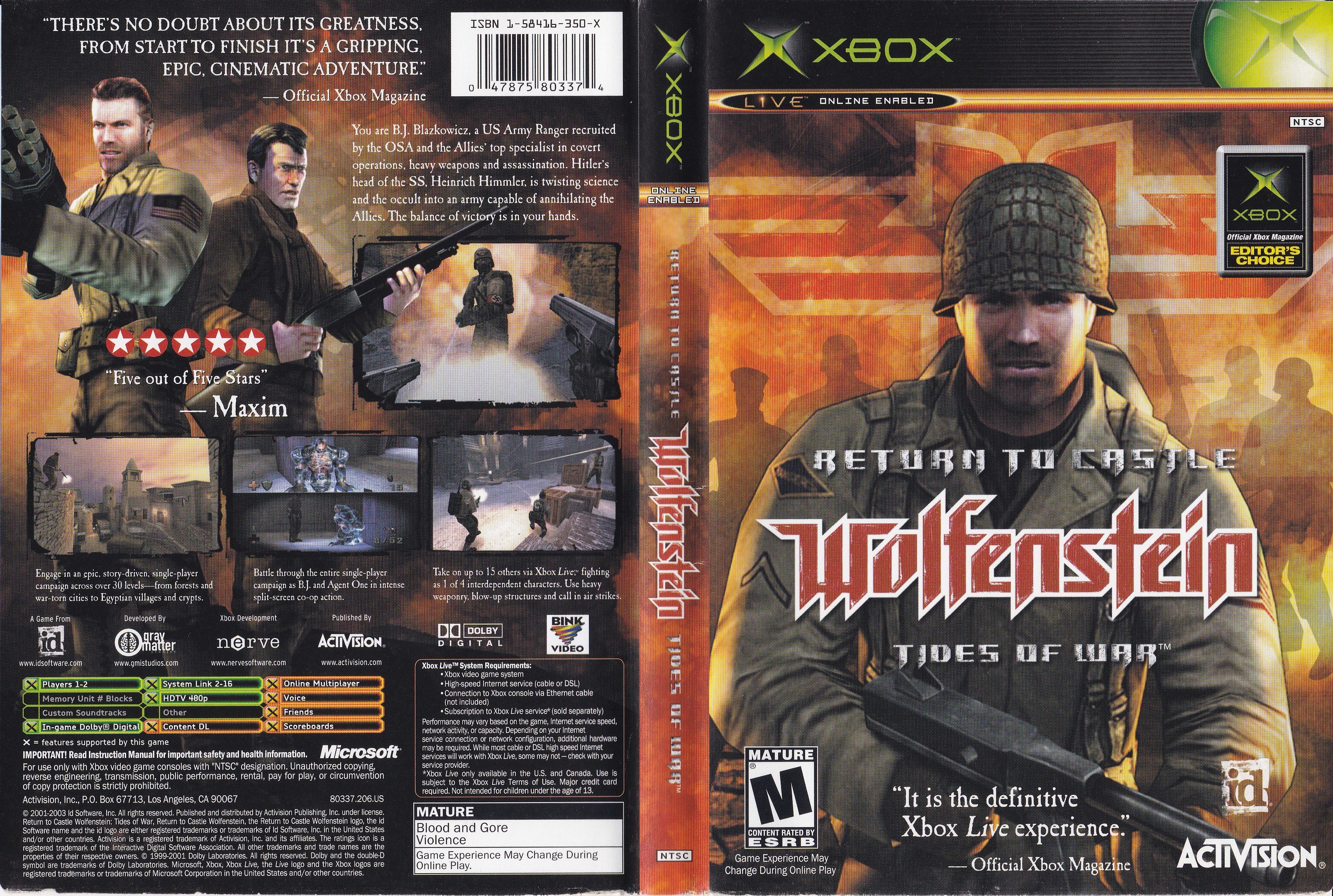 Return To Castle Wolfenstein Xbox