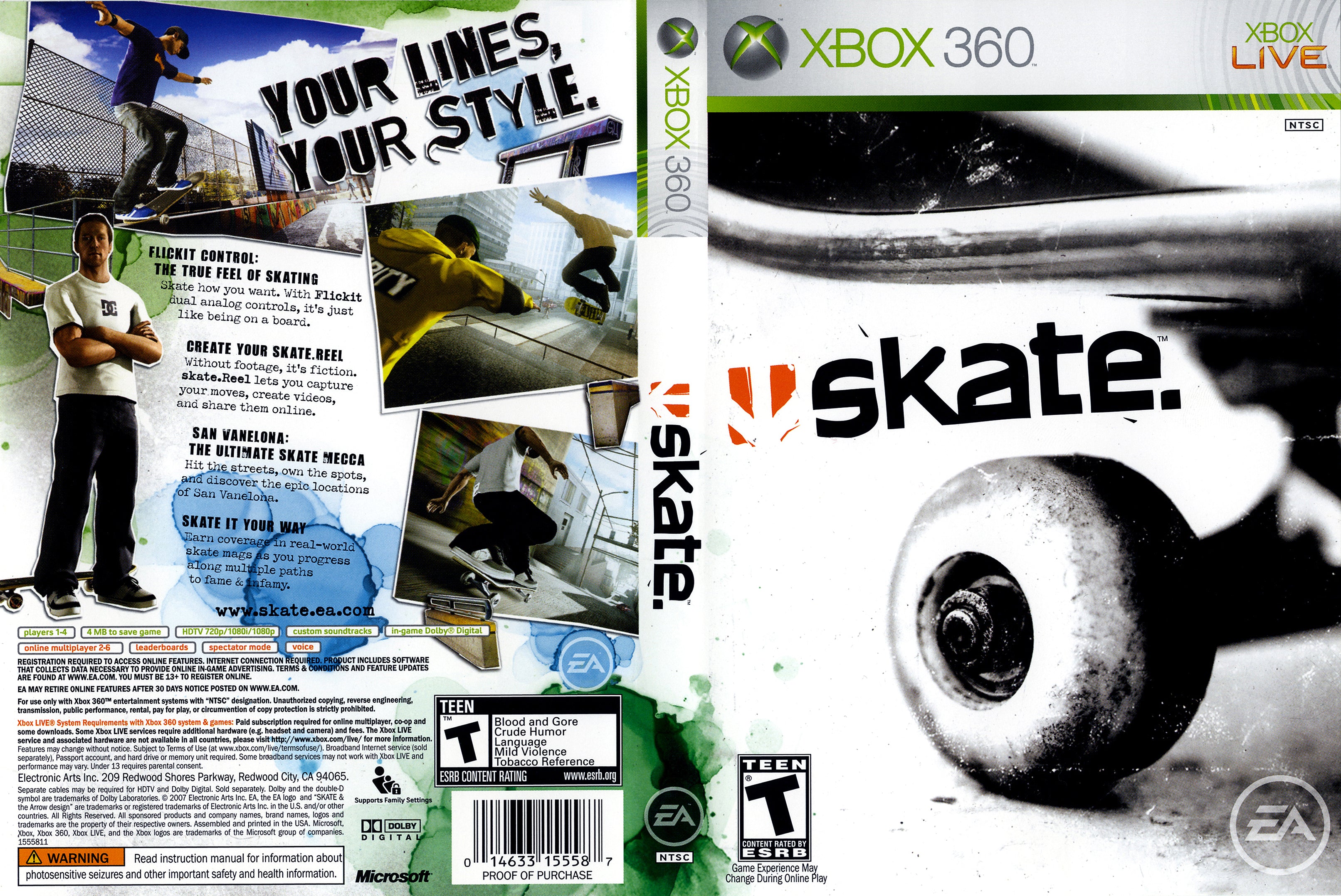 thumbnail image 2 of Skate - Xbox 360 Game (Renewed) - Physics-Based Skateboarding Experience 2 of 13