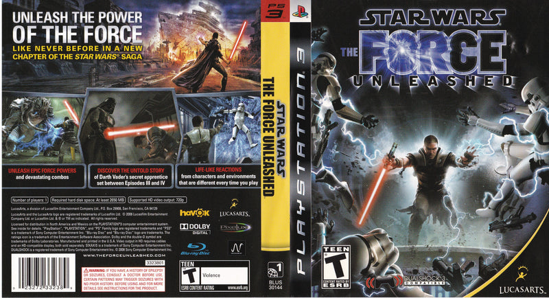 Jeu PS3 Star Wars : Le Pouvoir De La Force - édition Complète, Très Bon état, PEGI 16