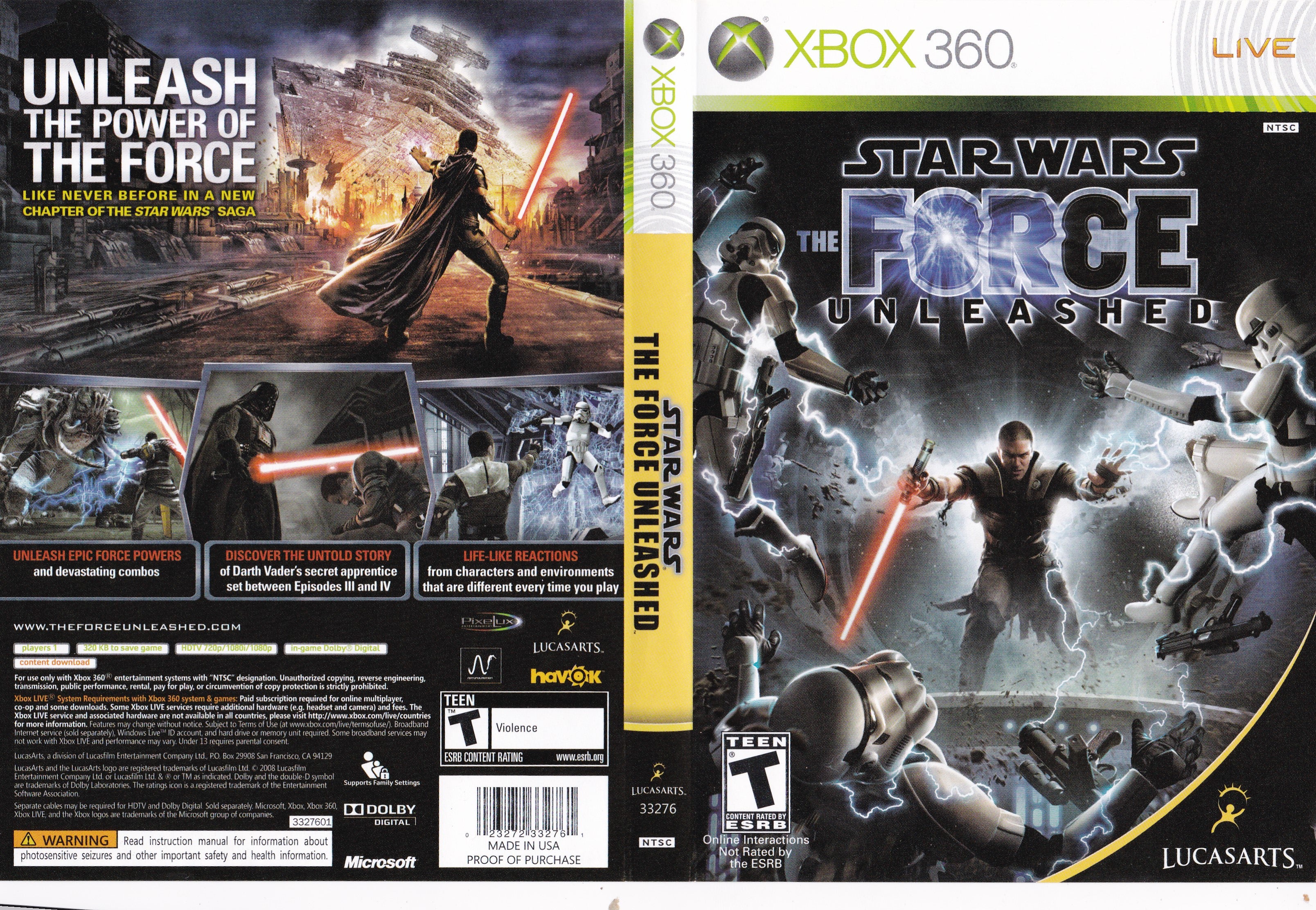 Star Wars: The Force Unleashed (Microsoft Xbox 360, 2008. Complete  23272332761