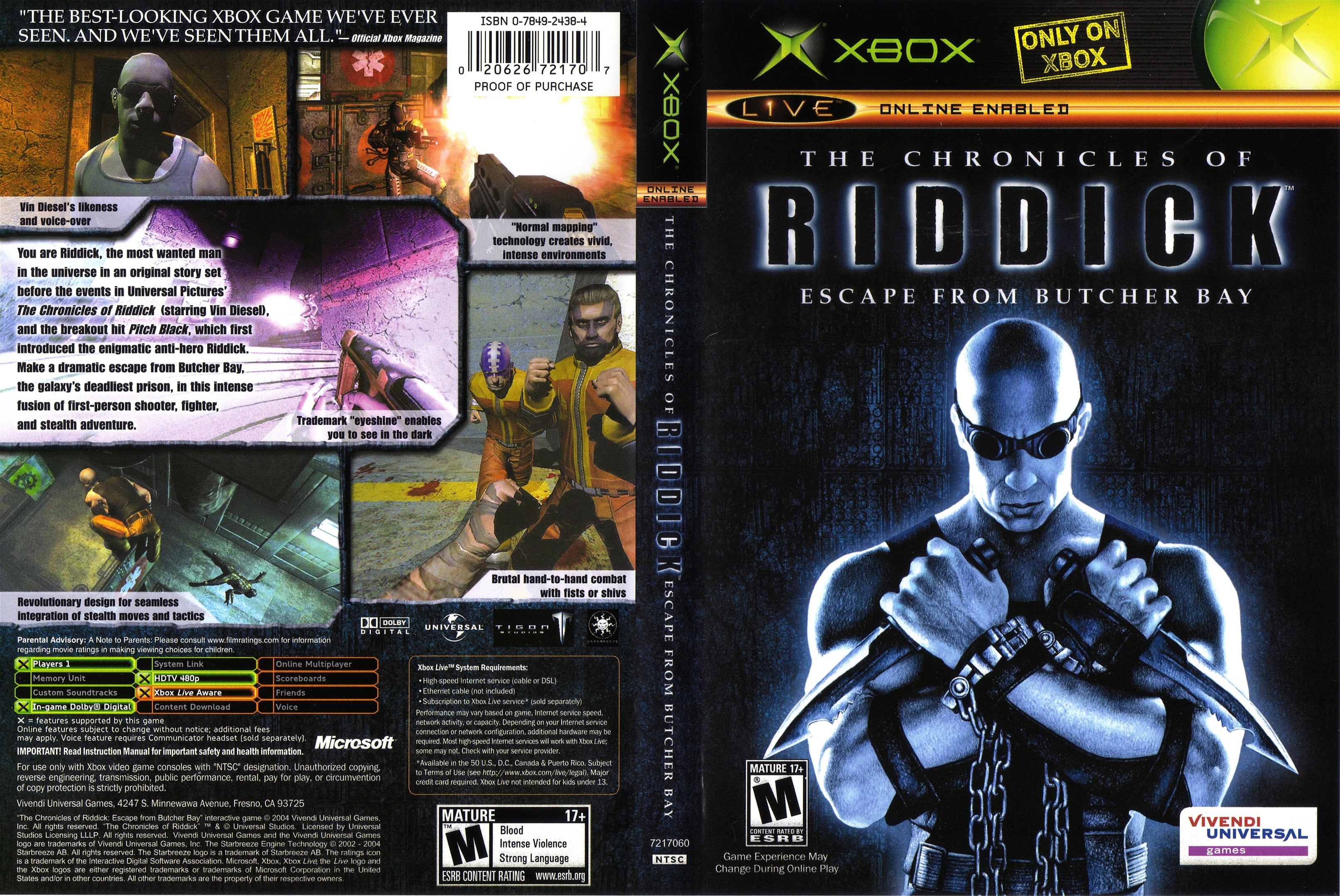 The Chronicles of Riddick Escape from Butcher Bay Xbox