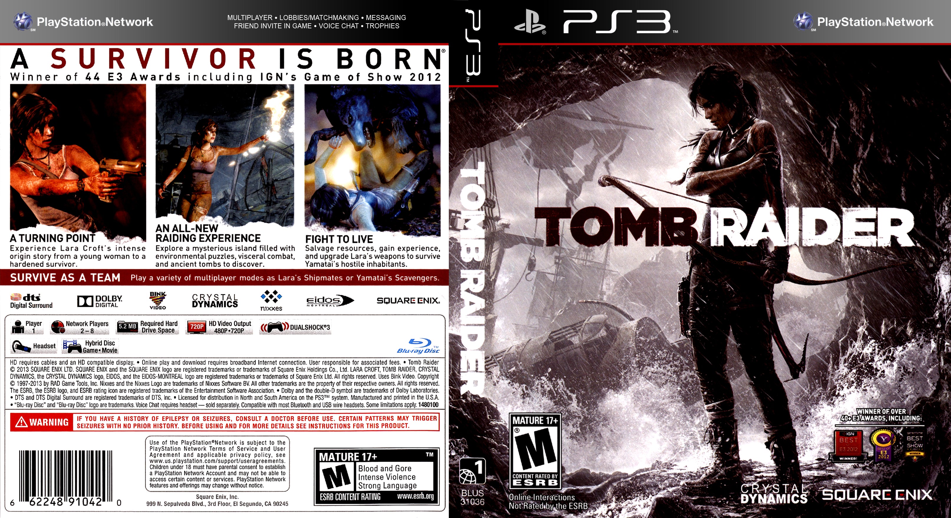 Tomb Raider Ps3 Back Tomb Raider PS3 Sony PlayStation Brand New