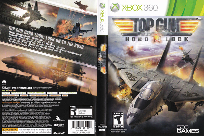 Top Gun: Hard Lock (Microsoft Xbox 360, 2012) for sale online